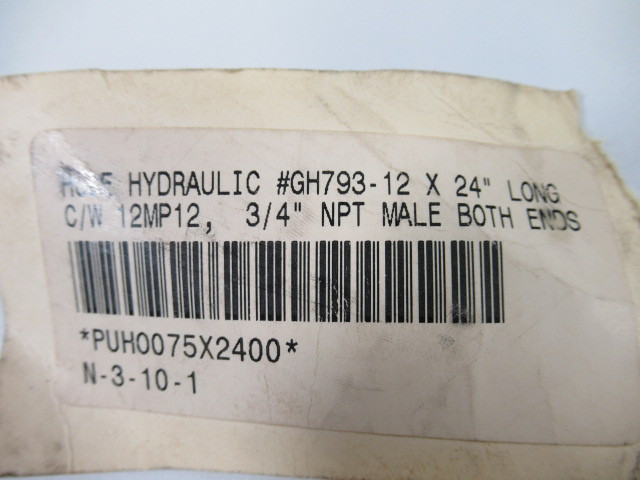Eaton Aeroquip GH793-12 Hydraulic Hose 24" Length 3/4" NPT Male Ends USED