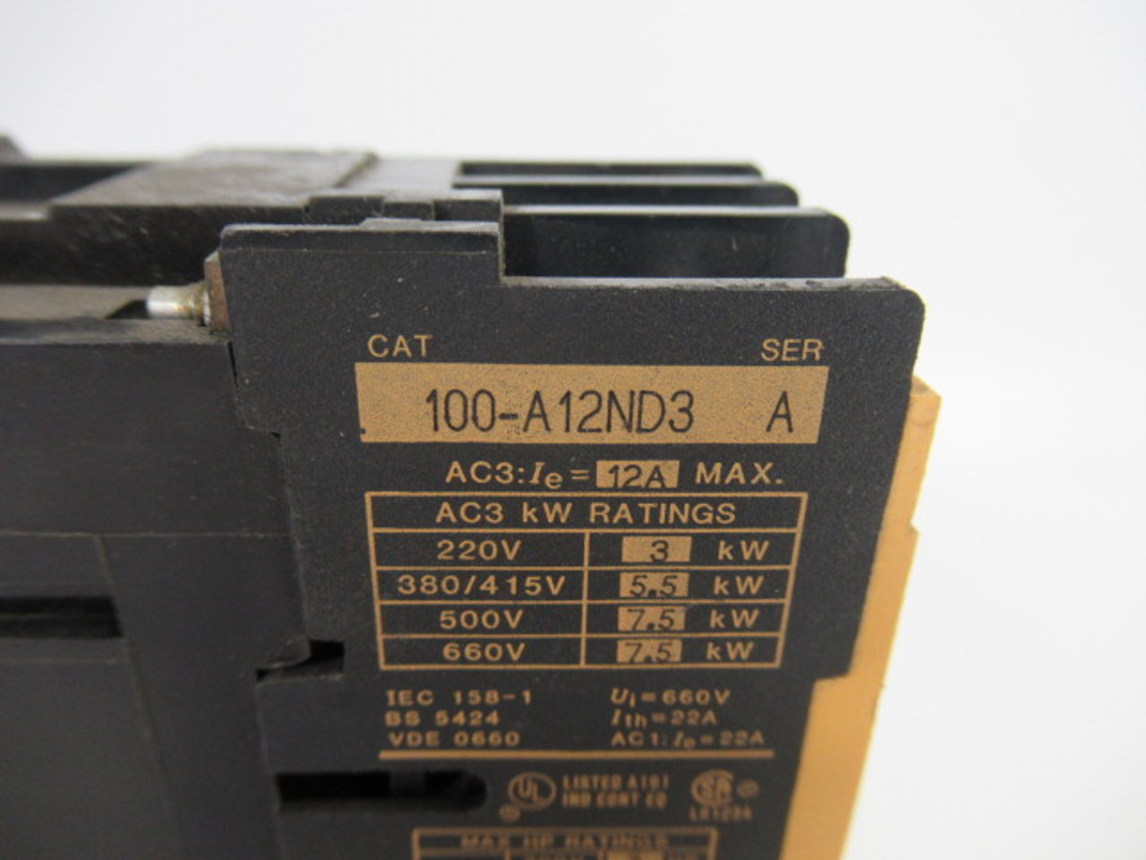 Allen-Bradley 100-A12ND3 Series A Contactor 120V@60Hz *Cosmetic Damage* USED