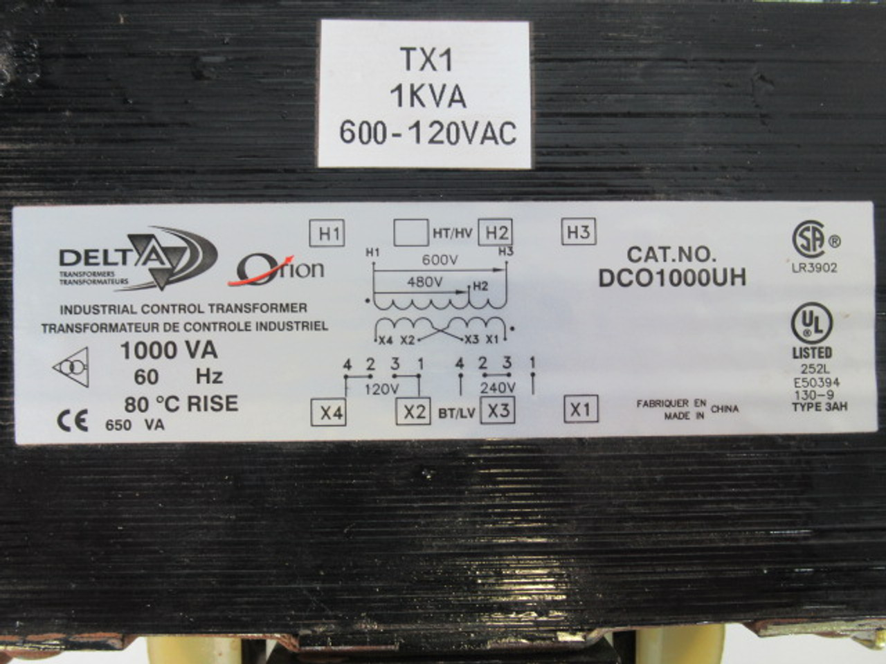 Delta DCO1000UH Industrial Control Transformer 1000VA Pri 480/600V USED