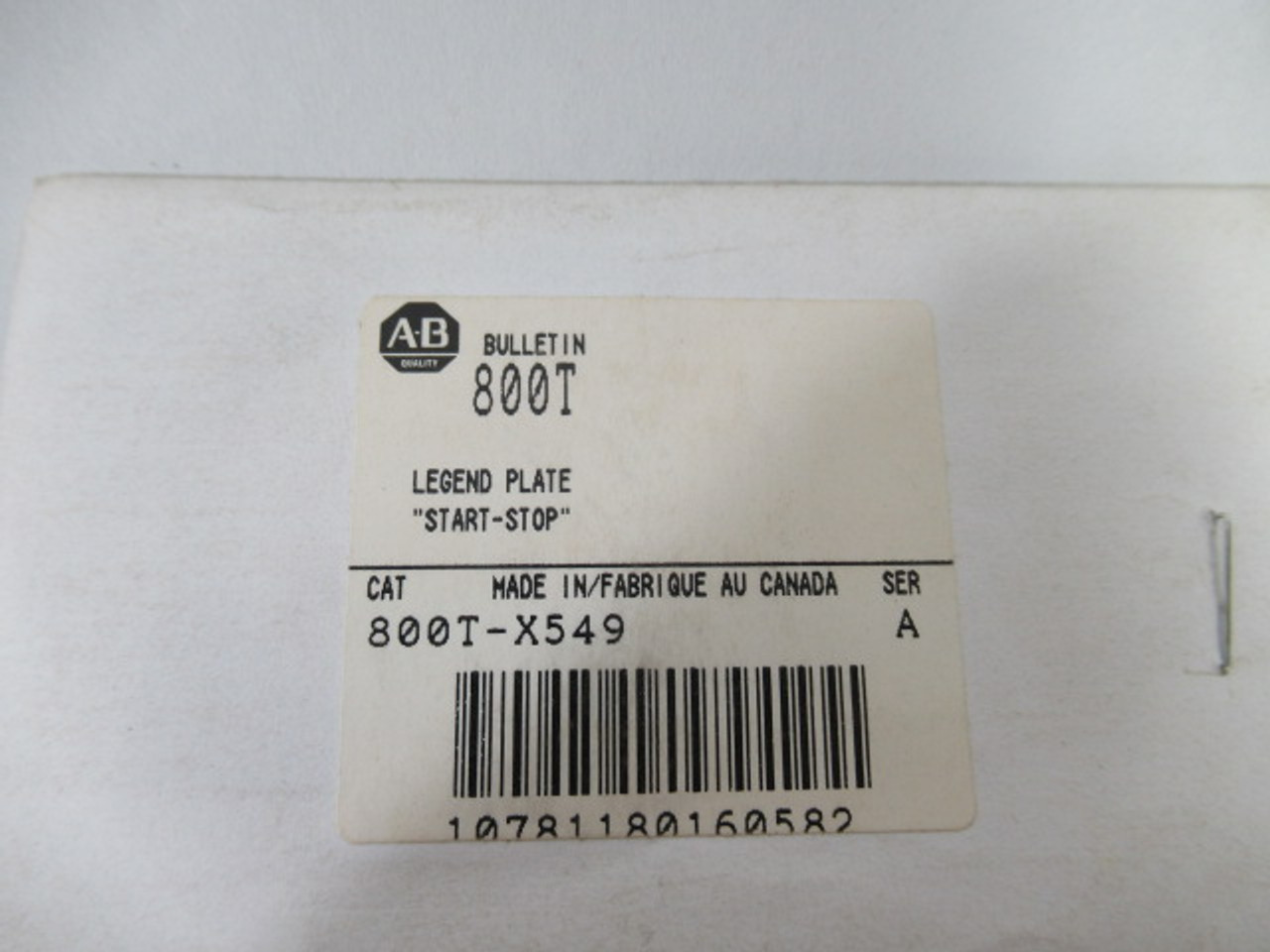 Allen-Bradley 800T-X549 Ser. A Metal Pushbutton Legend Plate START-STOP ! NWB !