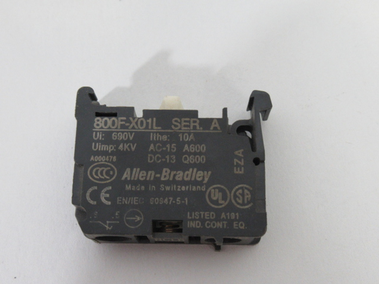 Allen-Bradley 800F-X01L Series A Push Button Contact Block 1NCLB USED