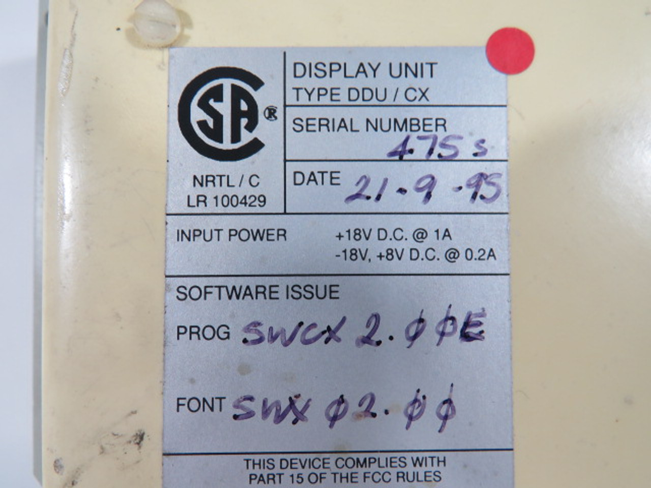 Deemstop DDU/CX Operator Interface Tool Changer SWCX2.00E BROKEN COVER USED