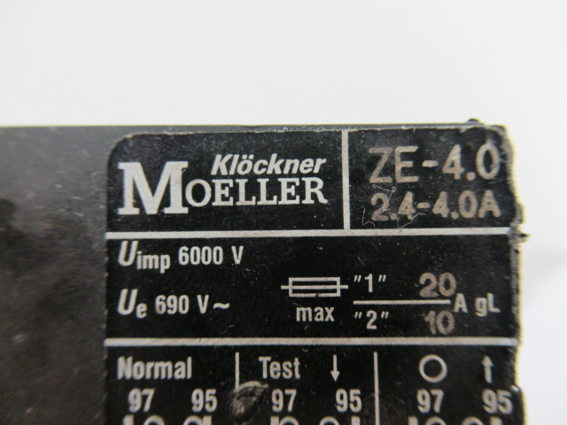 Klockner-Moeller ZE-4.0 Thermal Overload Relay 690V 2.4-4.0A USED