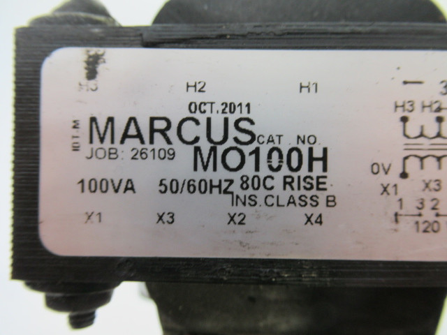 Marcus MO100H Transformer 100VA Pri 347/380V Sec 120/240V 1Ph 50/60Hz USED
