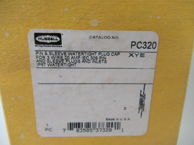 Hubbell PC320 Grey Pin & Sleeve Watertight Plug Cap for 3W 20A ! NEW !