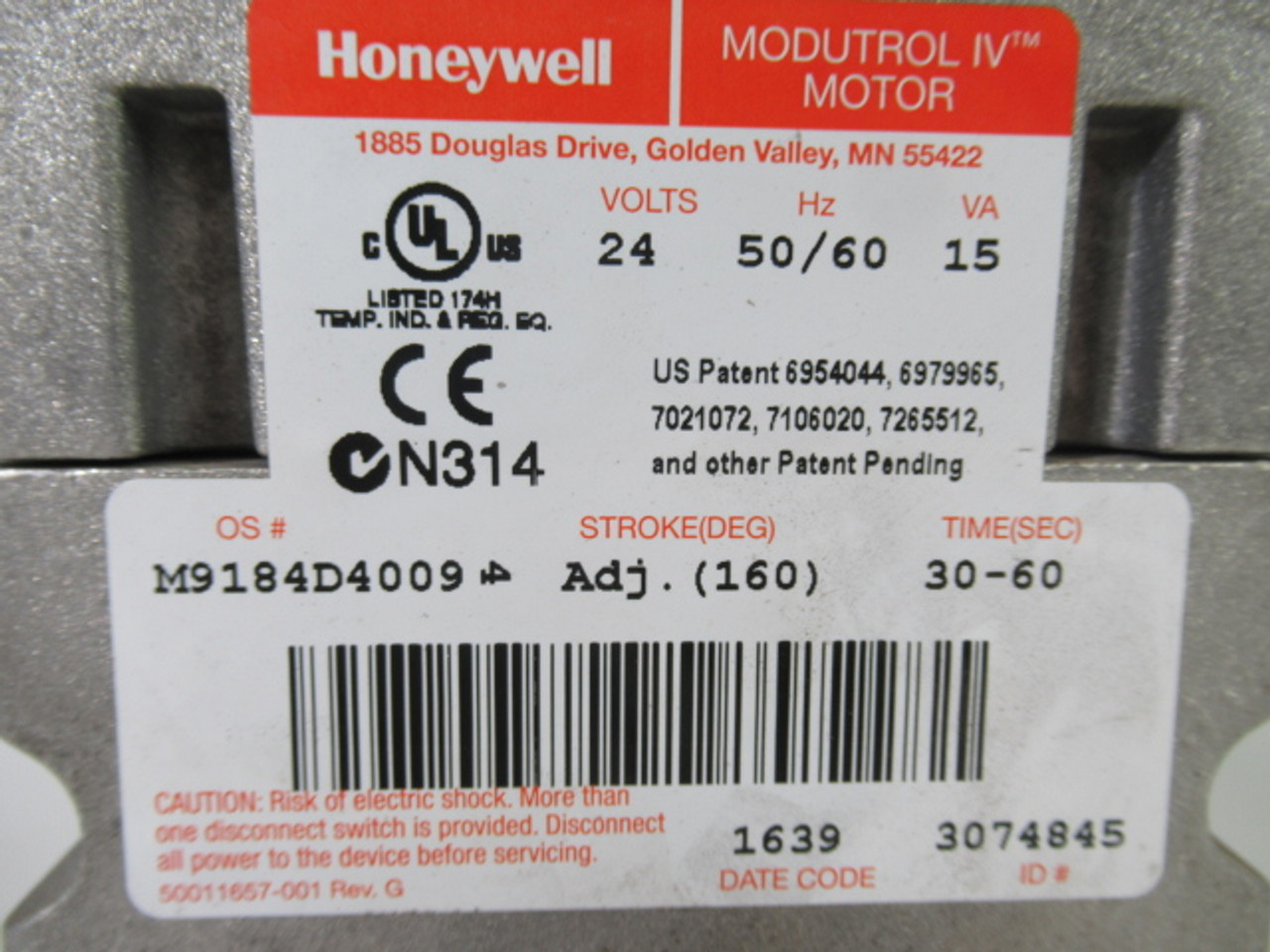 Honeywell M9184-D4009 Modutrol IV Motor MISSING SCREWS & DMG TO COVER USED