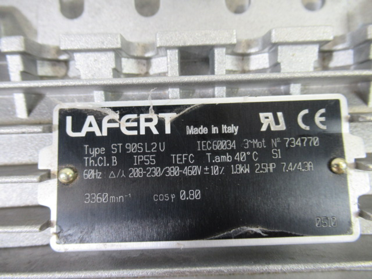 Lafert ST90SL2V 1.8kW 3360rpm 208-230/380-460V TEFC 3Ph 7.8/3.9A 60Hz ! NOP !
