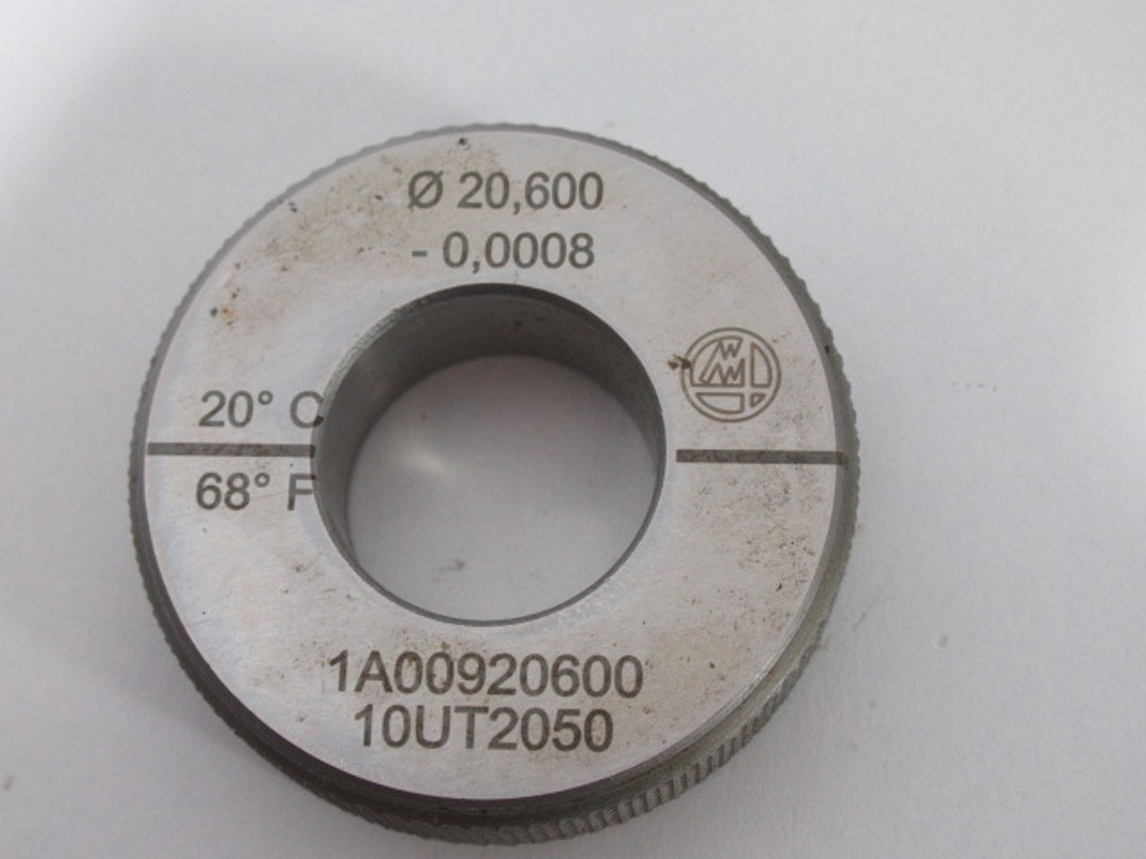 Marposs 1A00920600 Setting Ring Gauge 20.600mm Dia 20DEG C 68DEG F USED