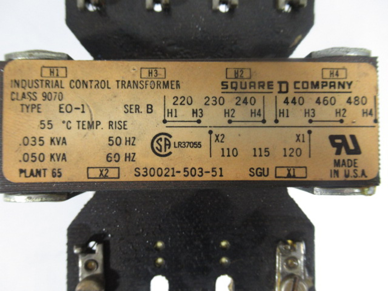 Square D 9070-EO-1 Control Transformer .035/.050KVa Pri 220-480V USED