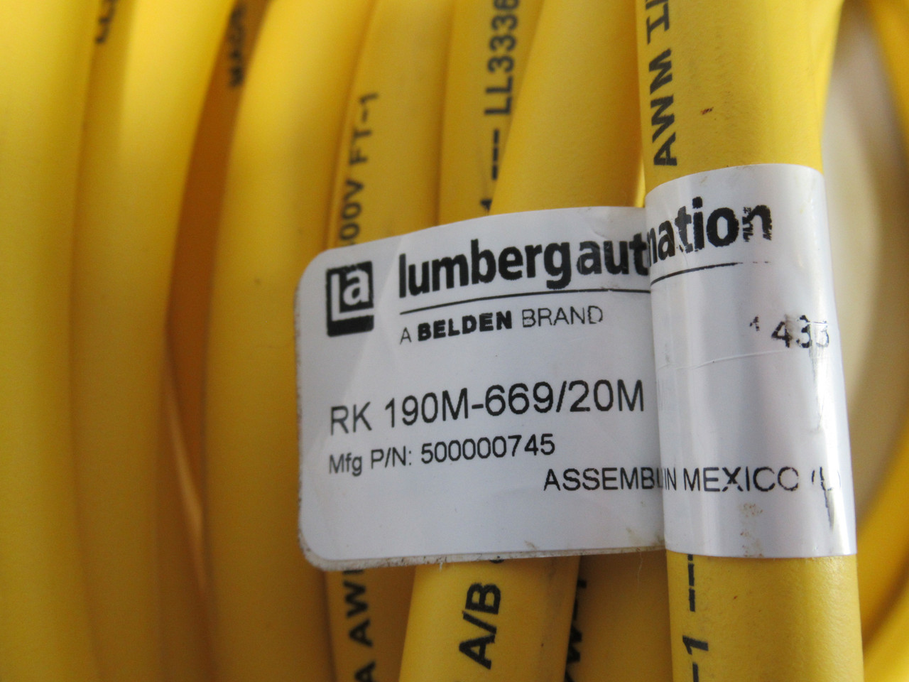 Lumberg RK-190M-669/20M Single End Cordset 12A@300V 20m NOP