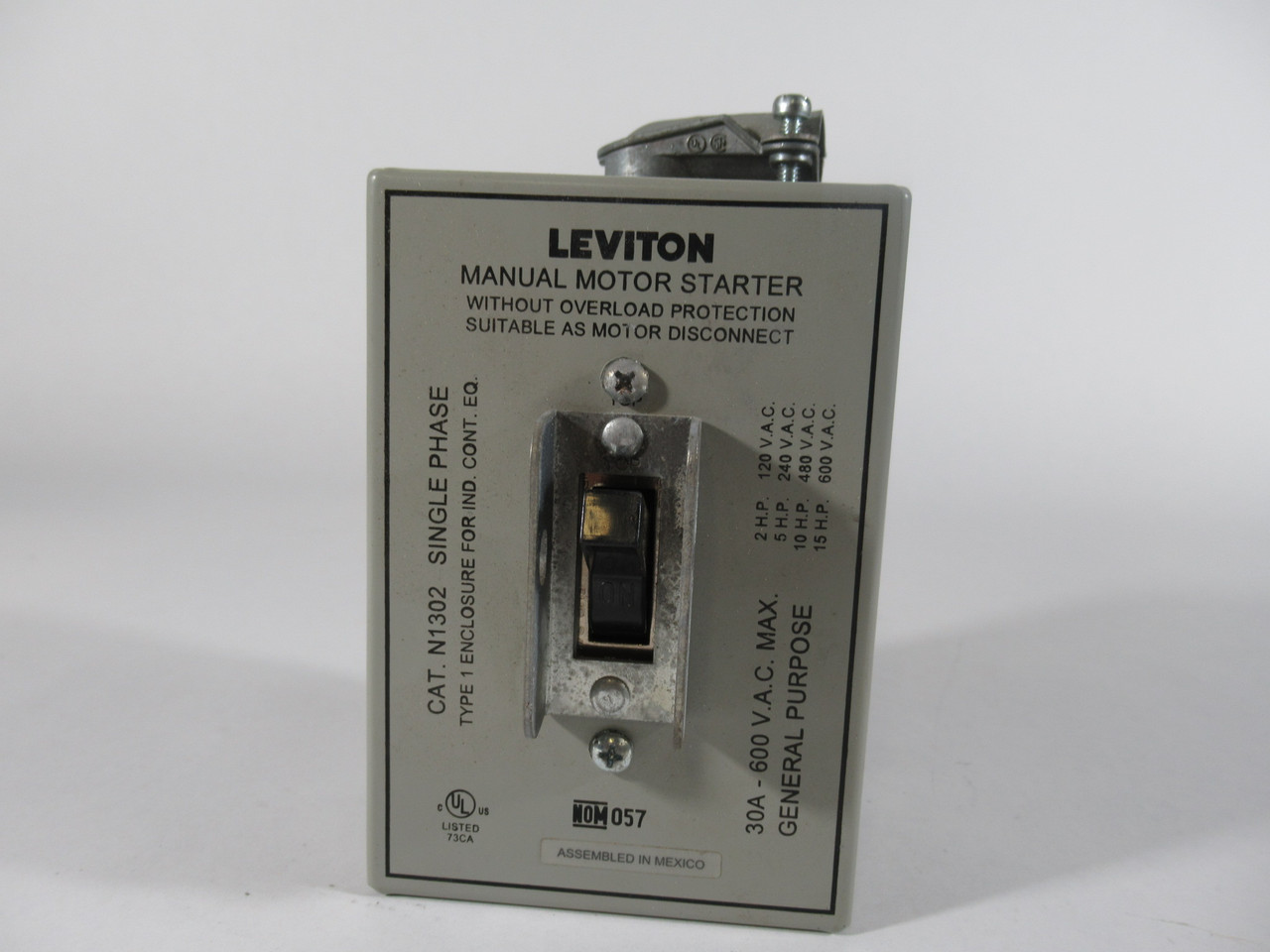 Leviton N1302-DS Manual Motor Starter 30A 600VAC MAX USED