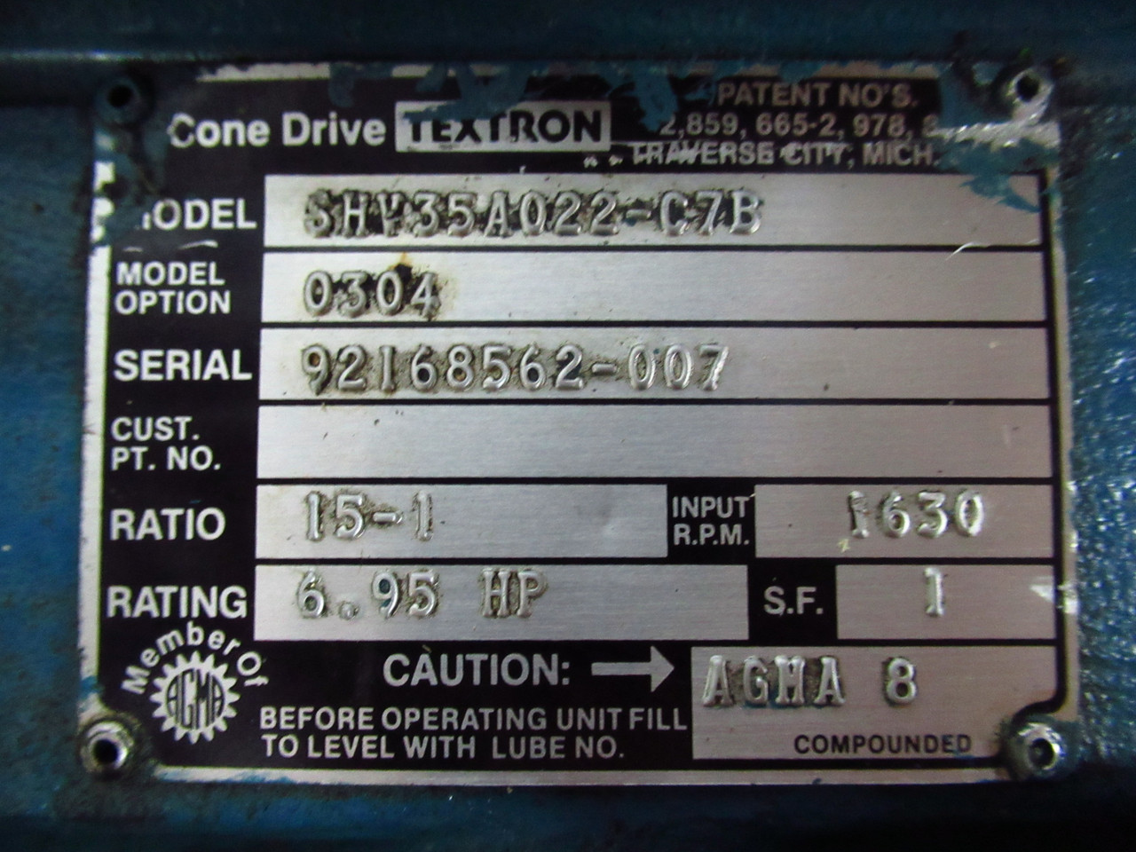 Cone Drive SHV35A022-C7B Power Transmission Worm Gear SHELF WEAR USED