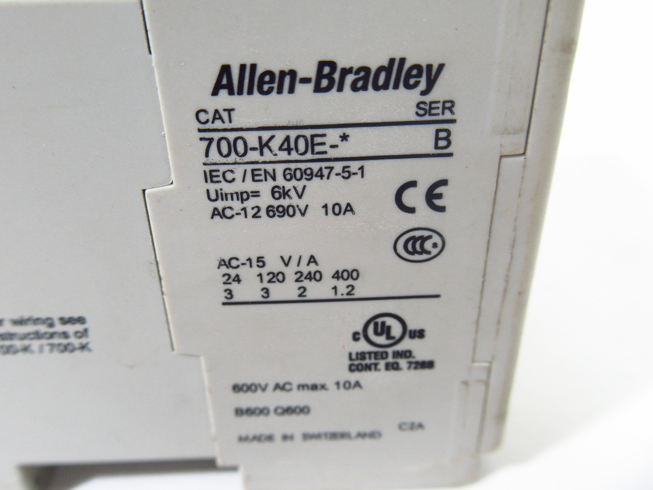 Allen-Bradley 700-K40EZJ Series B Miniature Control Relay 24VDC 4NO USED