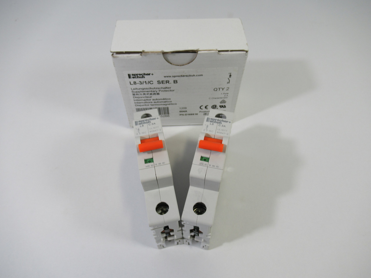Sprecher + Schuh L8-3/1/C Circuit Breaker SER B 3A 230V 1P 2-Pack ! NEW !