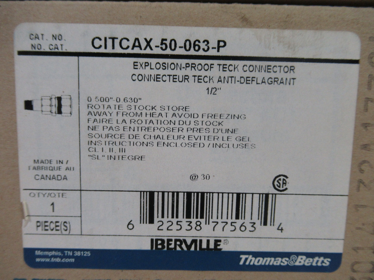 Iberville CITCAX-50-063-P Explosion Proof Teck Connector 1/2" ! NEW !