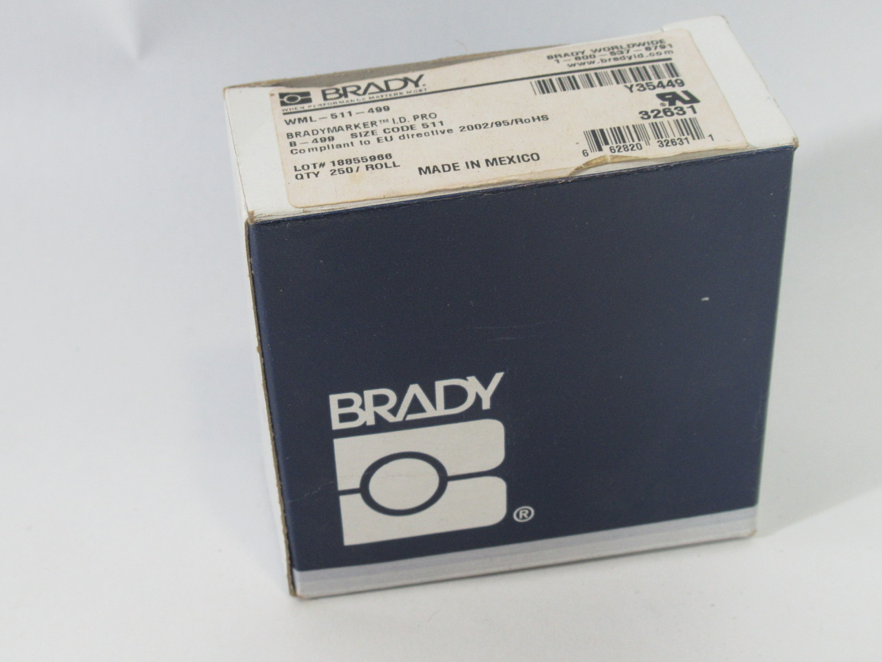 Brady 32631 WML-511-499 250/Roll ID Pro Wire Marking Label ! NEW !