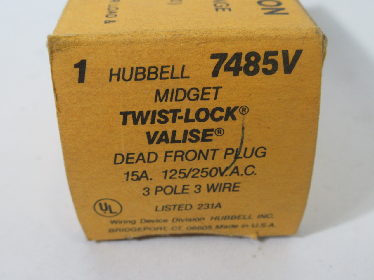 Hubbell 7485V Midget Twist-Lock Dead Front Plug 15A 125/250VAC 3W 3P ! NEW !