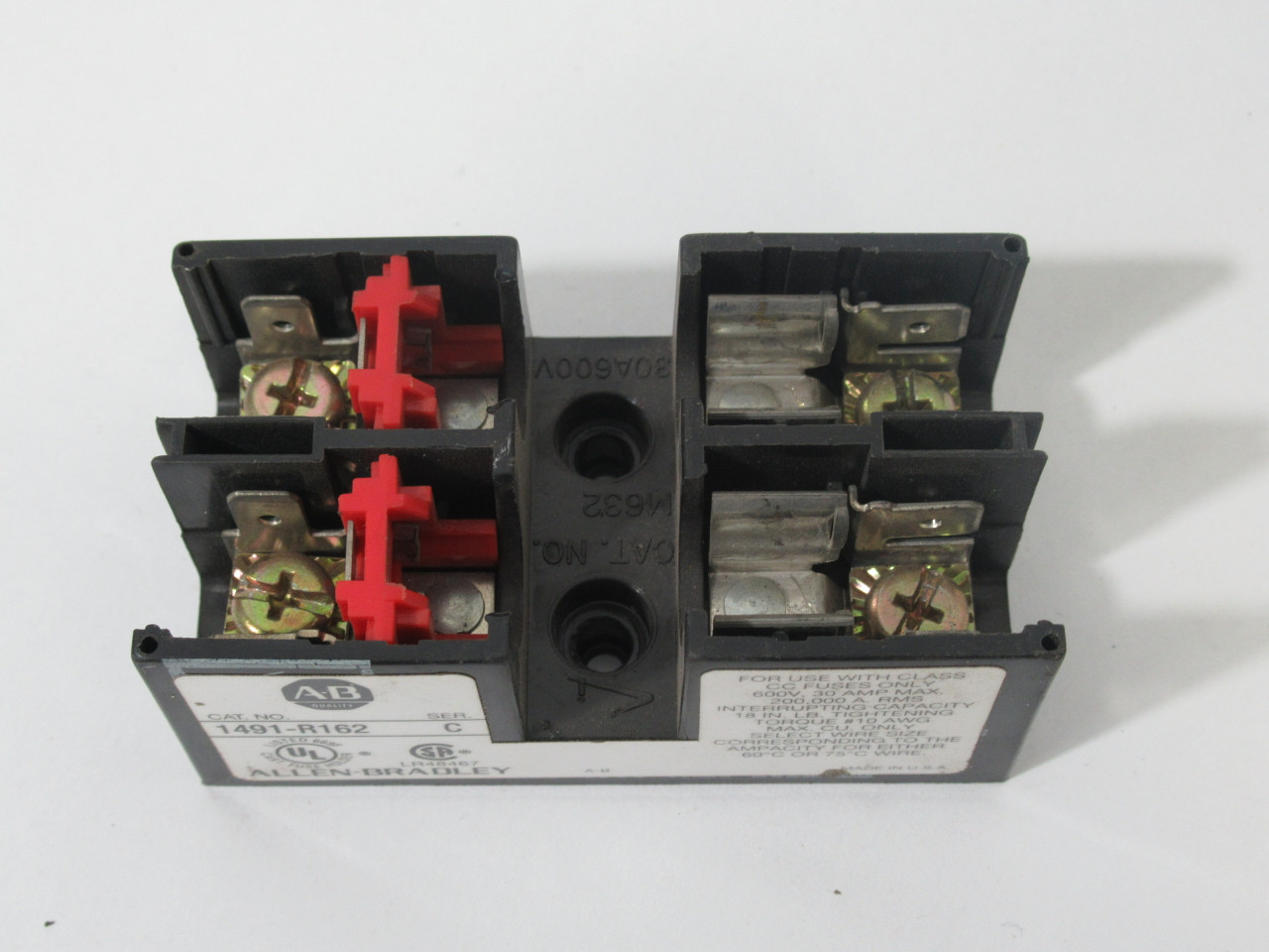 Allen-Bradley 1491-R162 Series C Fuse Holder 30A 600V 2 Pole USED