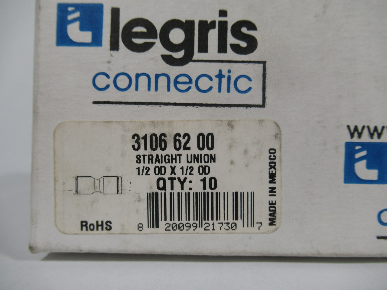 Legris 3106 62 00 Straight Plastic Union 1/2” Tube 10-Pack ! NEW !
