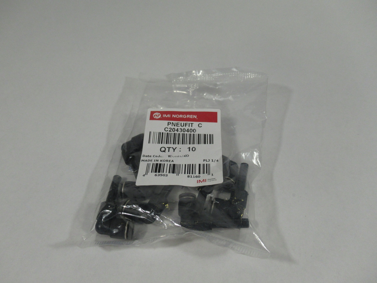 IMI Norgren PNEUFIT C C20430400 Stem Elbow 1/4” Push-in OD 10-Pack ! NWB !
