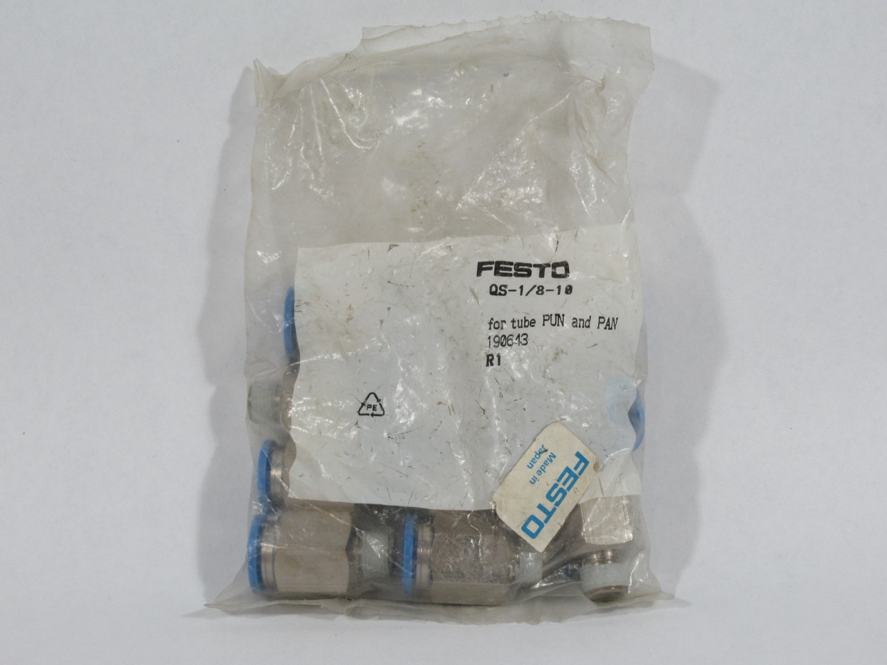 Festo 190643 QS-1/8-10 Push-in Fitting 10mm R1/8 Lot of 10 ! NWB !