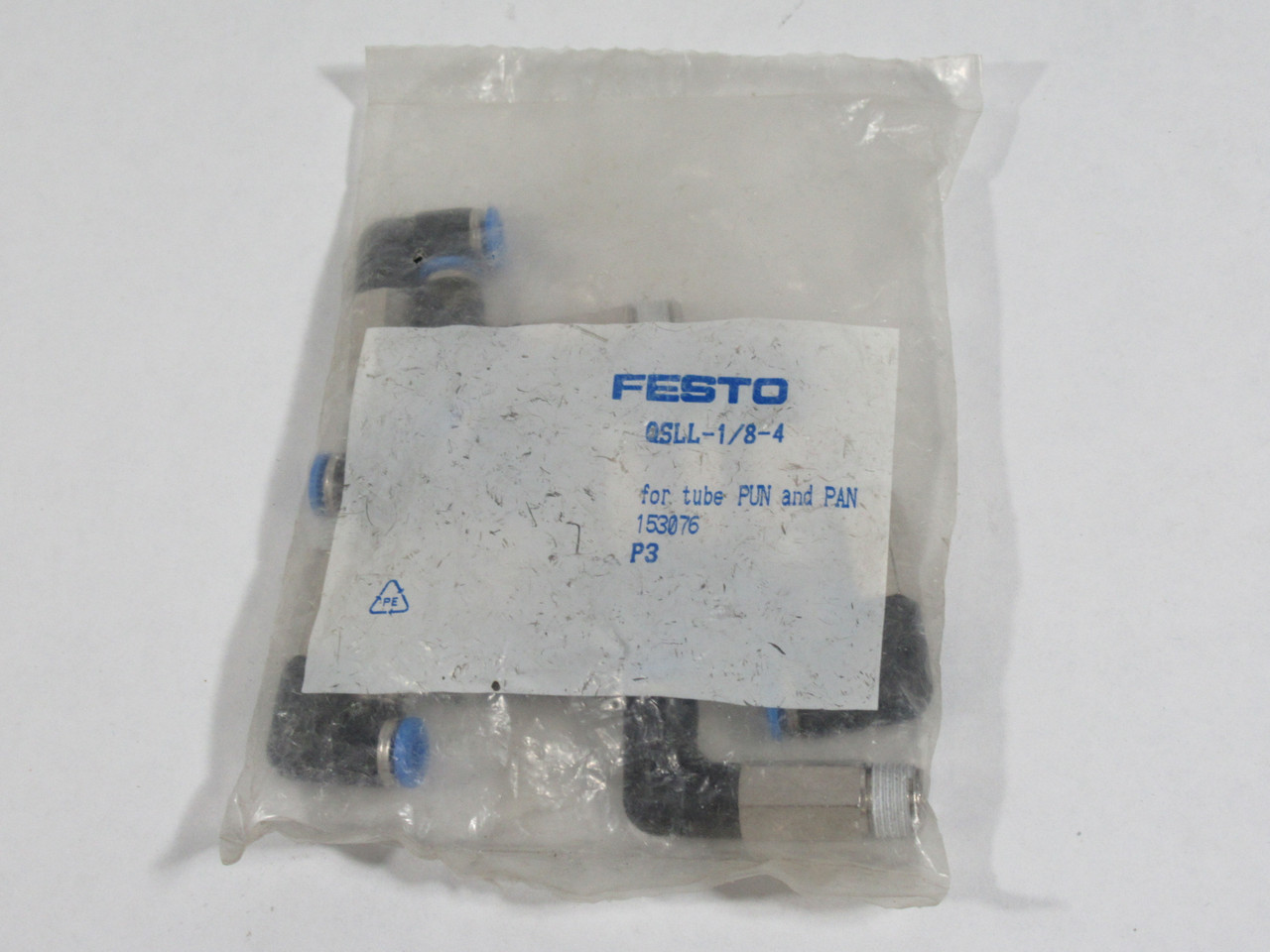 Festo 153076 QSLL-1/8-4 Push-in L-Fitting Long R1/8 4mm 10 Pack ! NWB !