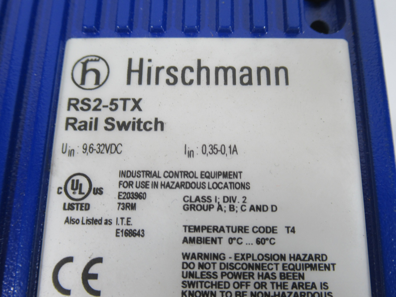 Hirschmann RS2-5TX Rail Switch 9.6-32VDC USED