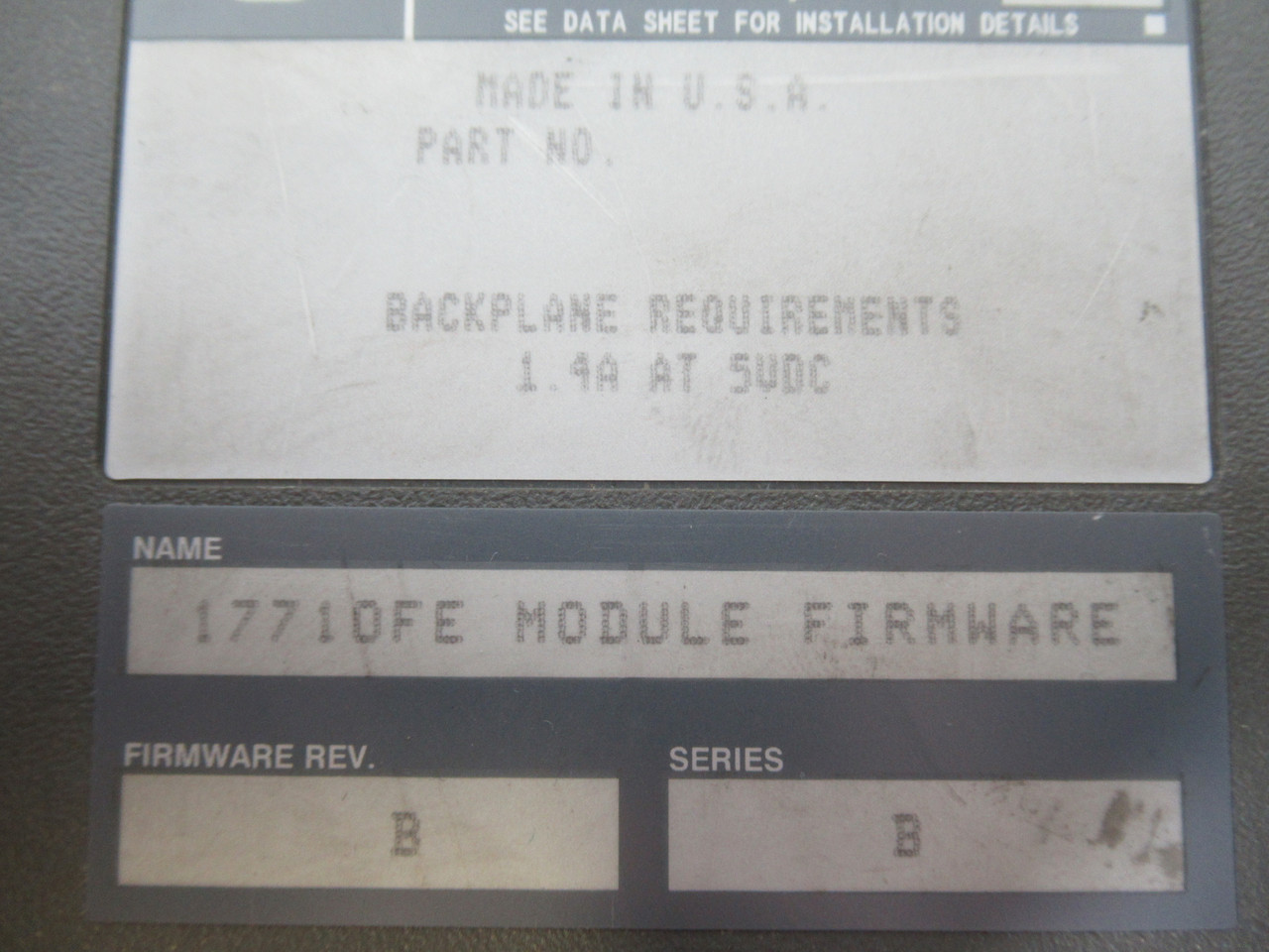 Allen-Bradley 1771-OFE1 Output Module SER B F/W REV B MISSING CLIP USED