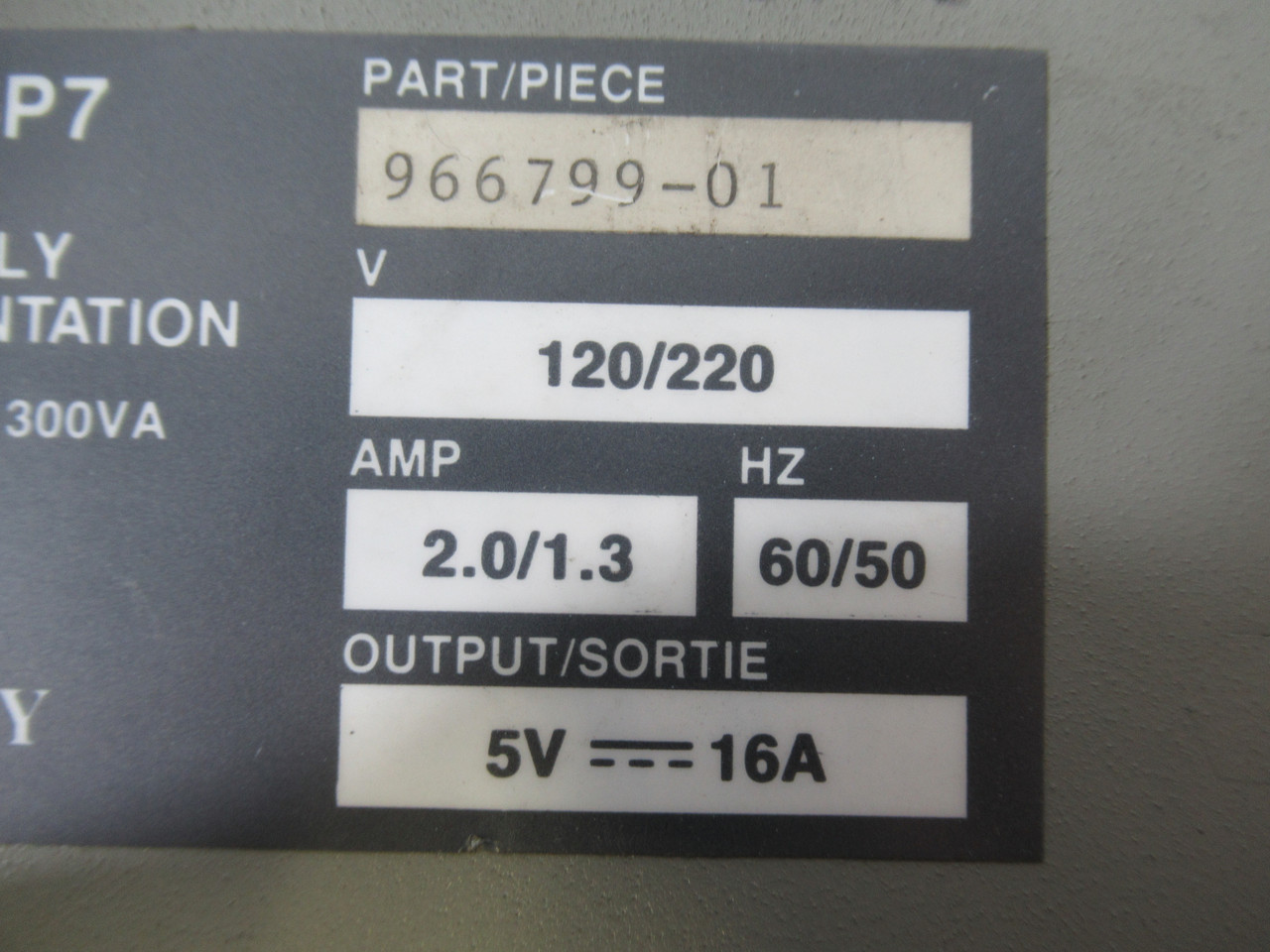 Allen-Bradley 1771-P7 AC Power Supply 5VDC 966799-01 MISSING WIRE COVER USED