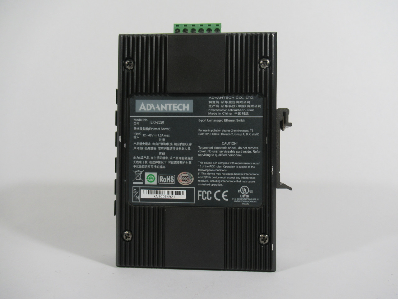 Advantech EKI-2528 Unmanaged Ethernet Server 8 Port 12-48VDC 1.5A Max USED