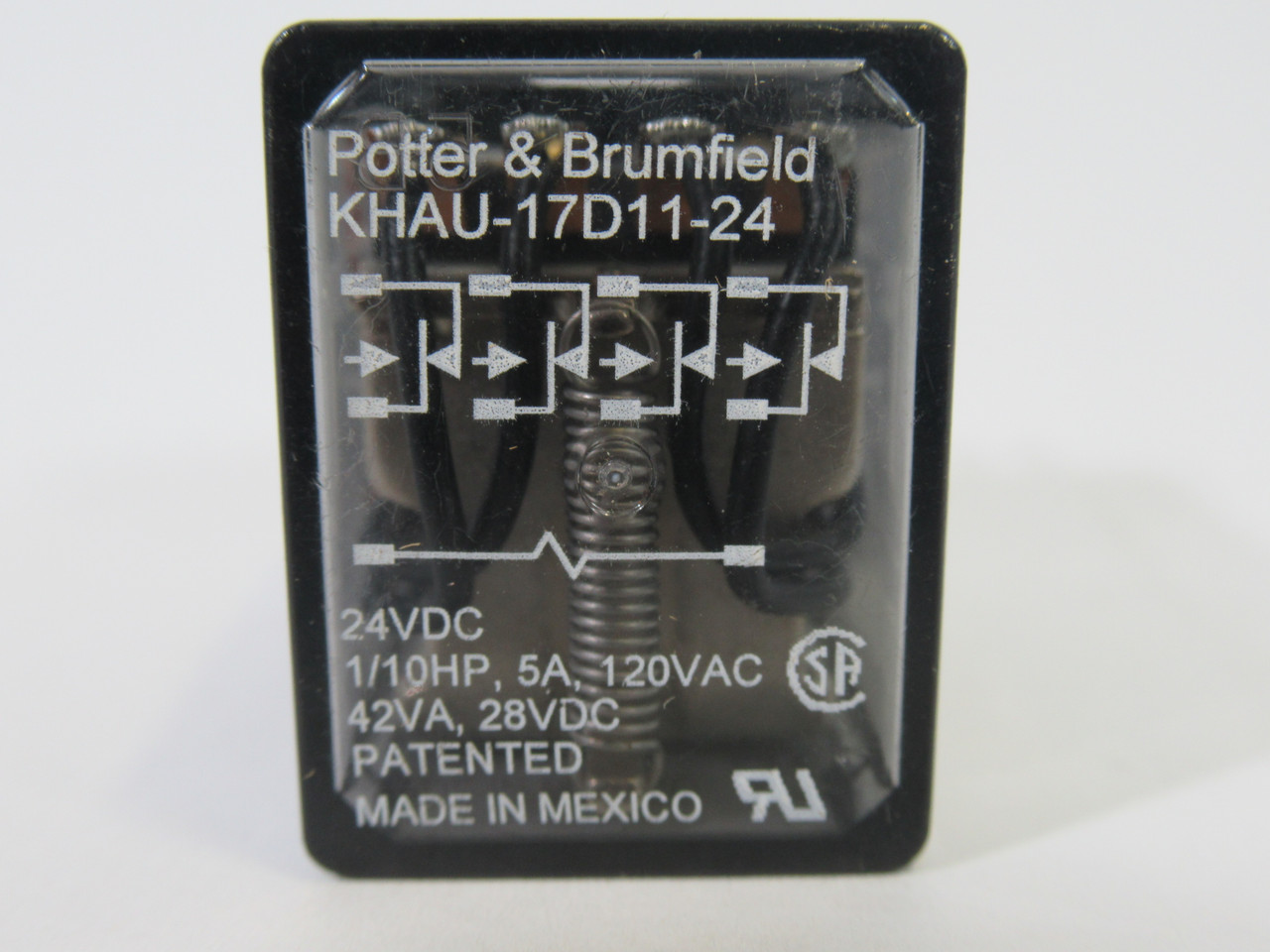 Potter & Brumfield KHAU-17D11-24 Relay 24VDC 5A 1/10HP 14 Blade USED