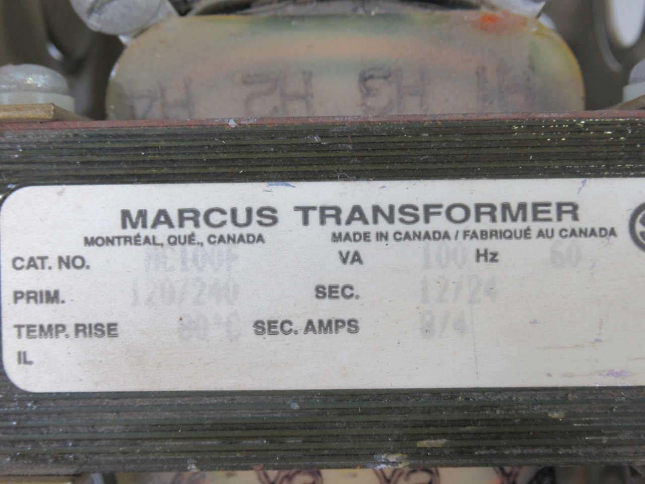 Marcus MC100F Transformer 100VA Pri. 120/240V *No Cover Plates* USED