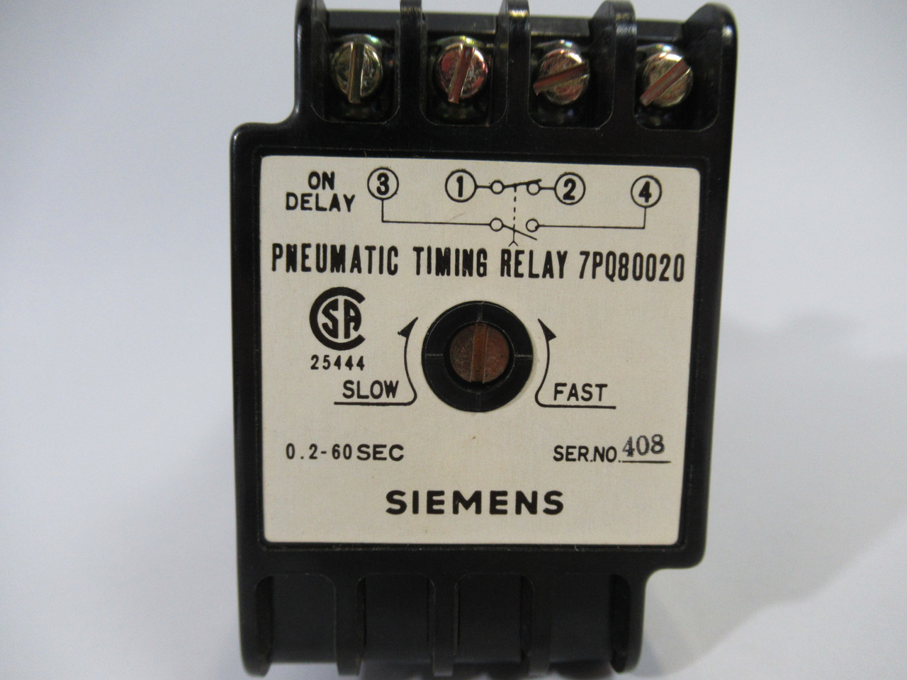 Siemens 7PQ80020 Pneumatic Timing Relay 0.2-60Sec 230V 60Hz Coil ! NOP !