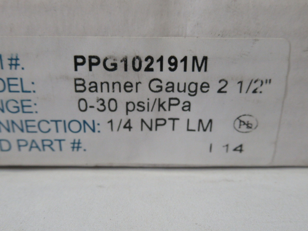 Trerice PPG102191M Banner Gauge 0-30 psi 0-200kPa 2-1/2" Dia. 1/4" NPT ! NEW !
