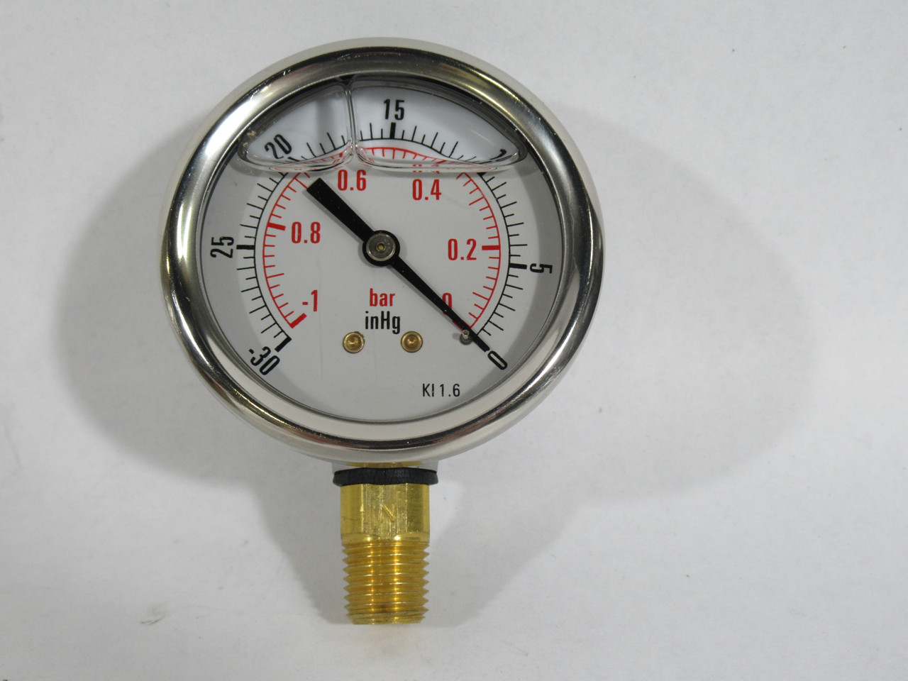 MP Filtri MPG-1V-30/0-AN SS Liquid Filled Pressure Gauge -30-0InHg -1-0bar NEW
