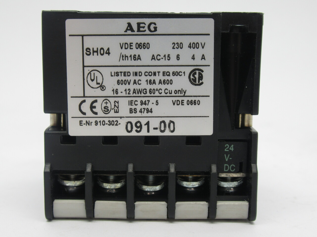 AEG SH04.22Z Auxiliary Contactor 24VDC 16A 600VAC USED