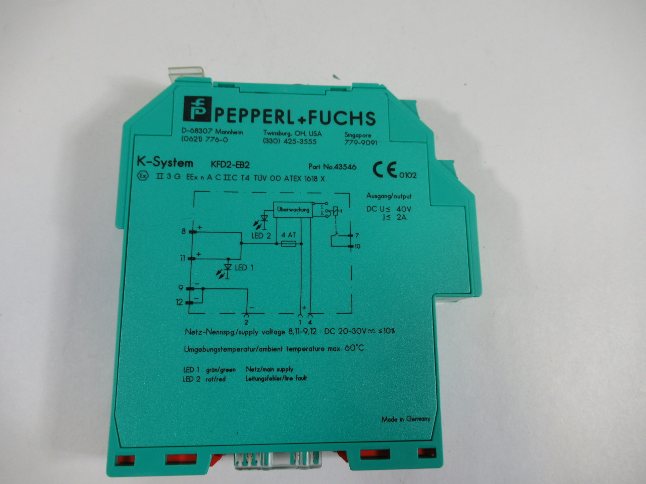 Pepperl+Fuchs KFD2-EB2 43546 Power Feed Module 40VDC 2A Output NEW