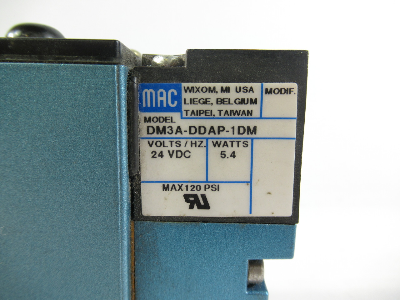 MAC 92B-FAB-000-DM-DDAP-1DM Solenoid Valve 92 Series 24VDC 4 Way USED
