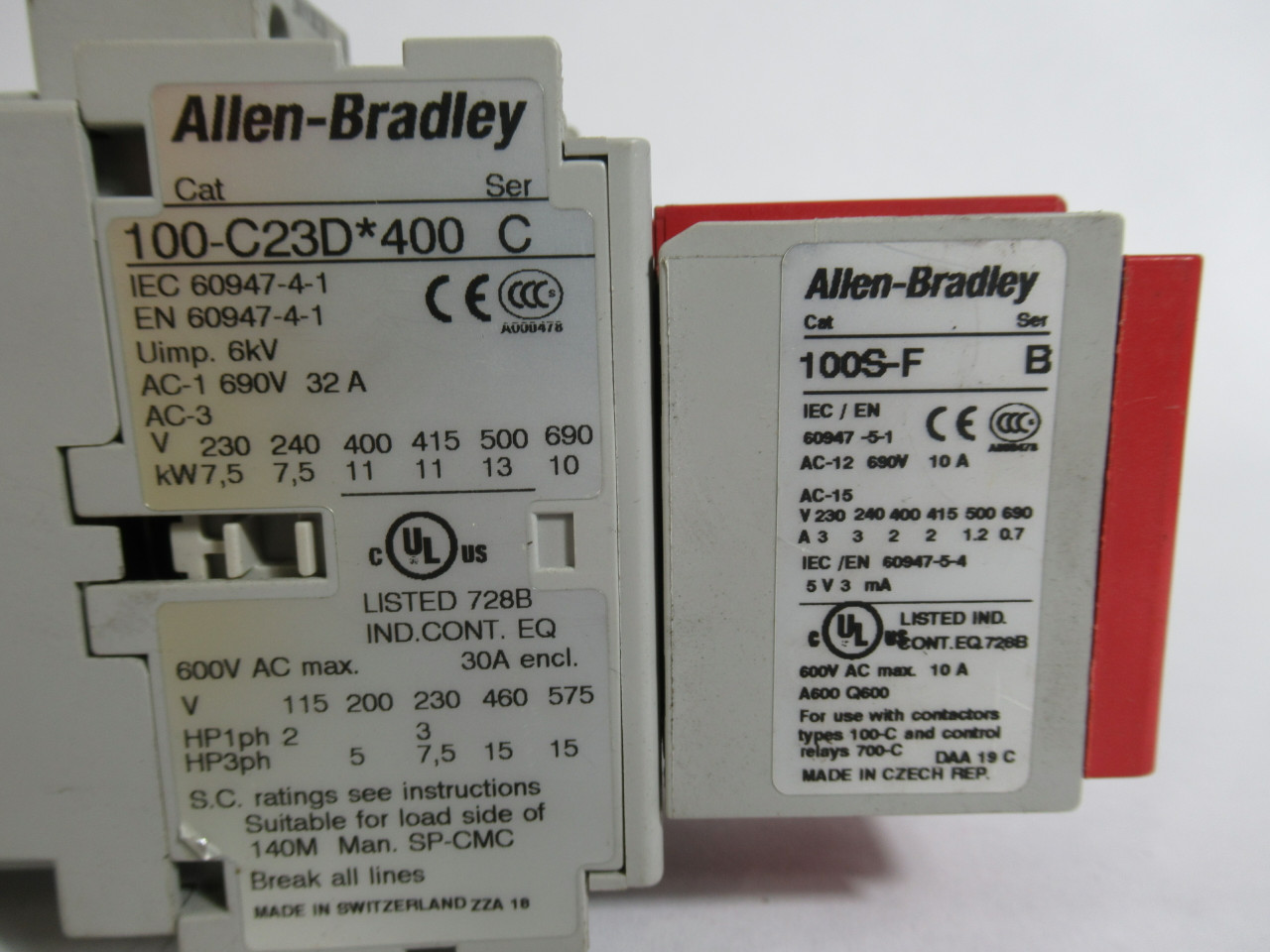 Allen-Bradley 100S-C23DJ431BC Series C Contactor 600VAC 24VDC USED