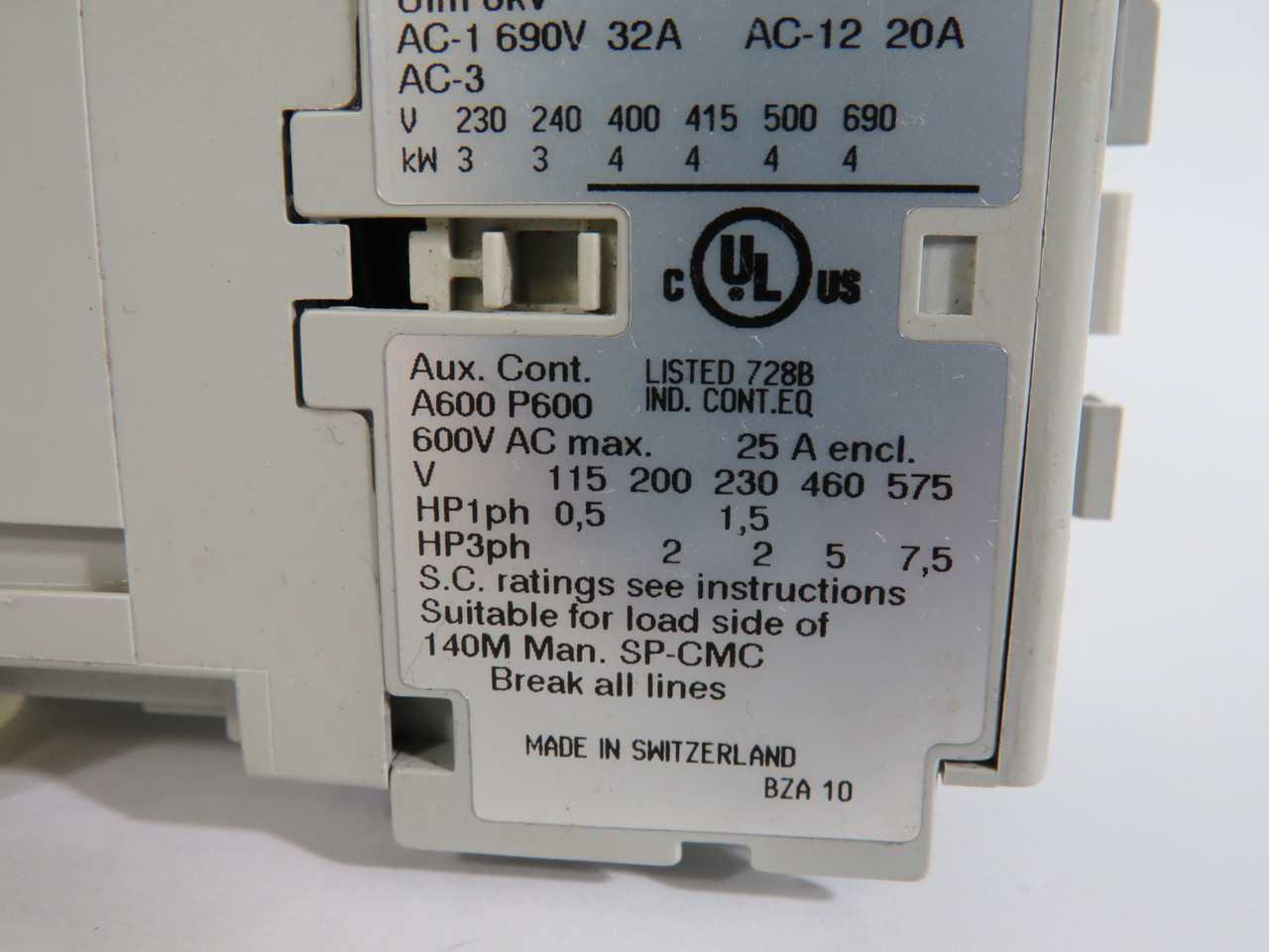 Allen-Bradley 100-C09D10 Contactor SER A 110/120V 50/60Hz  AC-12 20A USED