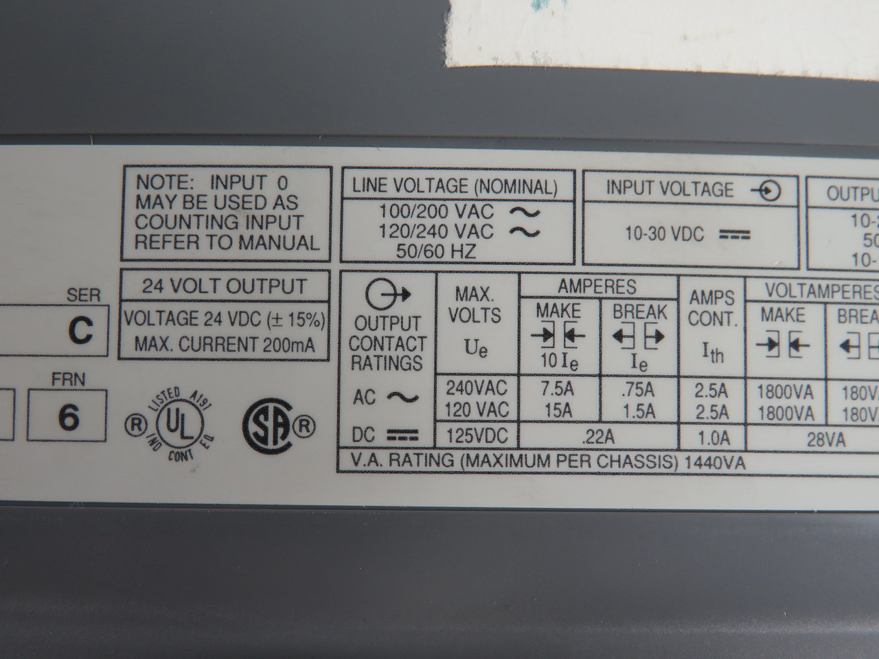 Allen-Bradley 1747-L20C Processor Unit SER C FRN 6 MISSING WIRE COVER USED