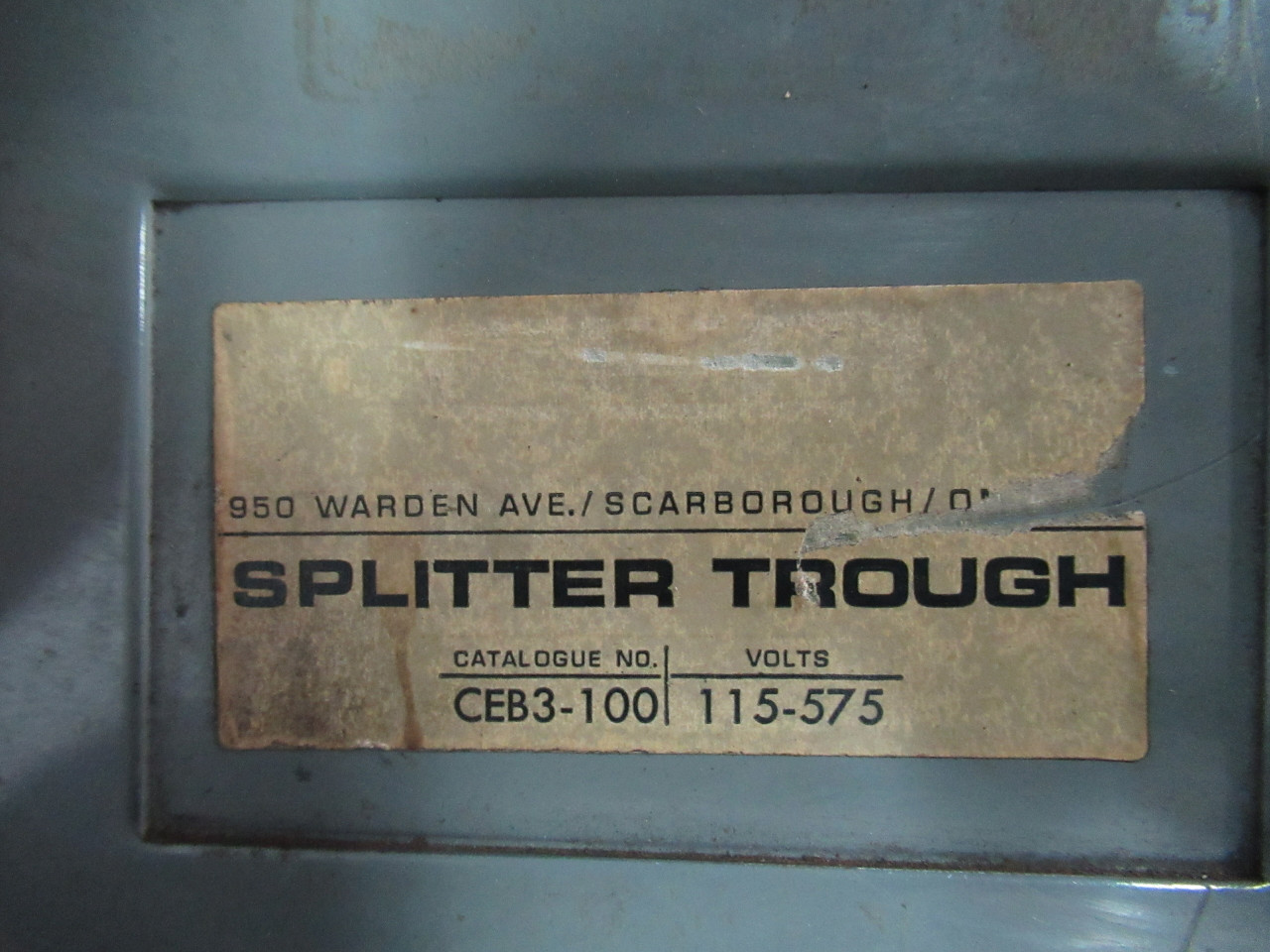 CEB Limited CEB3-100 Splitter Trough 115-575V USED