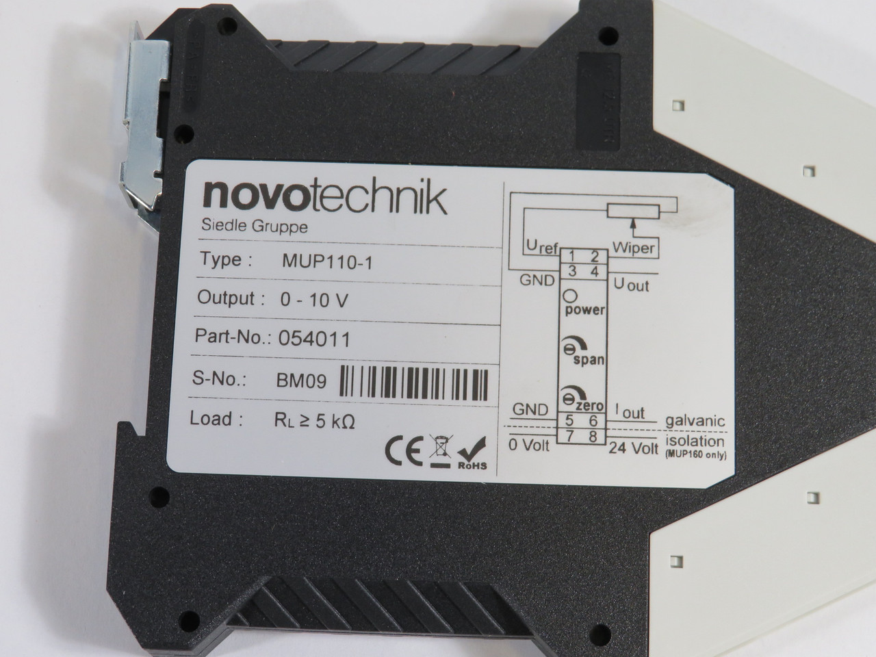 Novotechnik MUP110-1 Signal Conditioner 0-20mA/4-20mA 0-10V Output ! NEW !