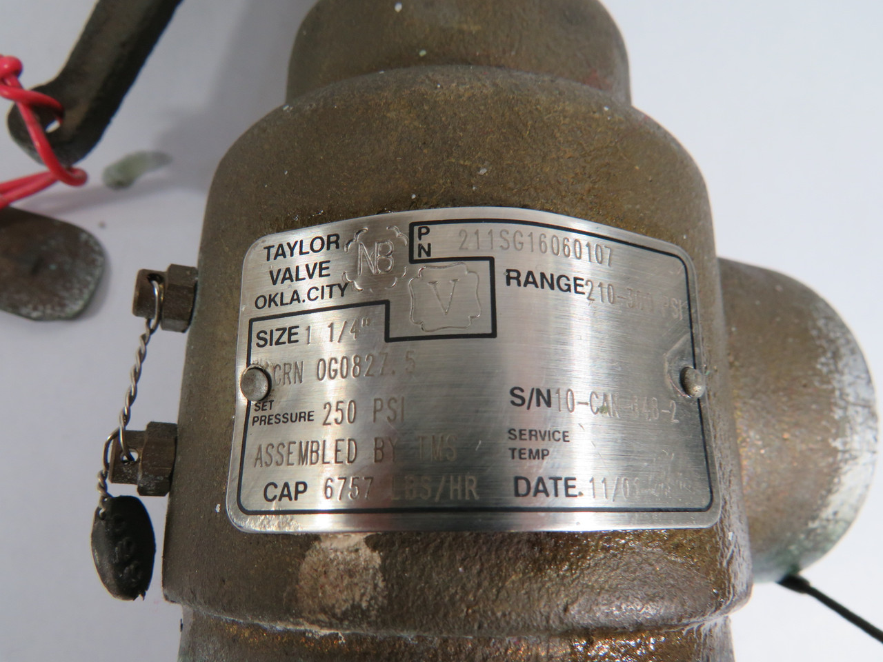 Taylor Valve 211SG16060107 Safety Release Valve 1-1/4" 210-300 psi USED