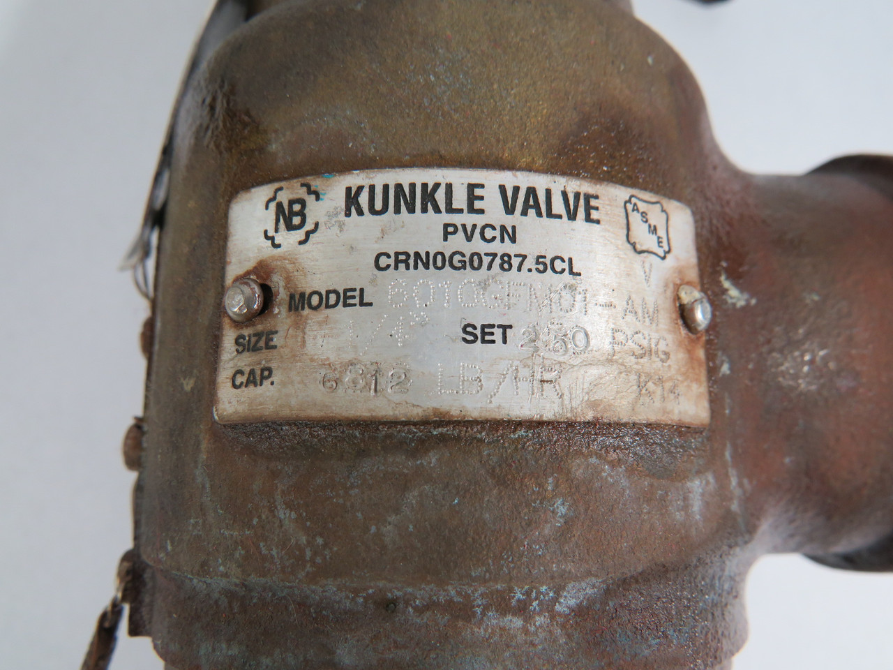 Kunkle Valve 6010GFM01-AM Safety Relief Valve 1-1/4" 250 psig USED