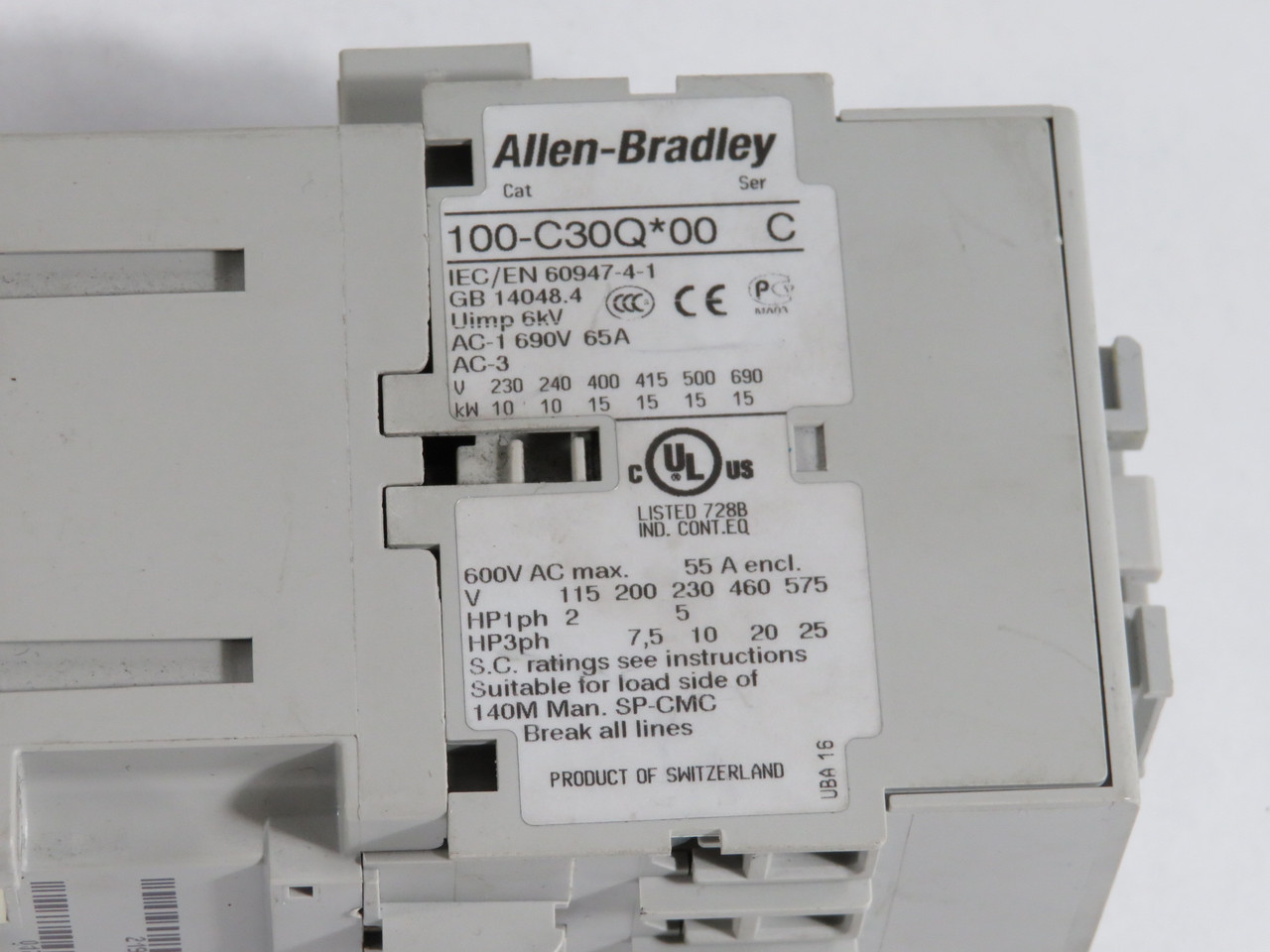 Allen-Bradley 100-C30QJ00 Ser C Control Relay 24V DC E Coil USED