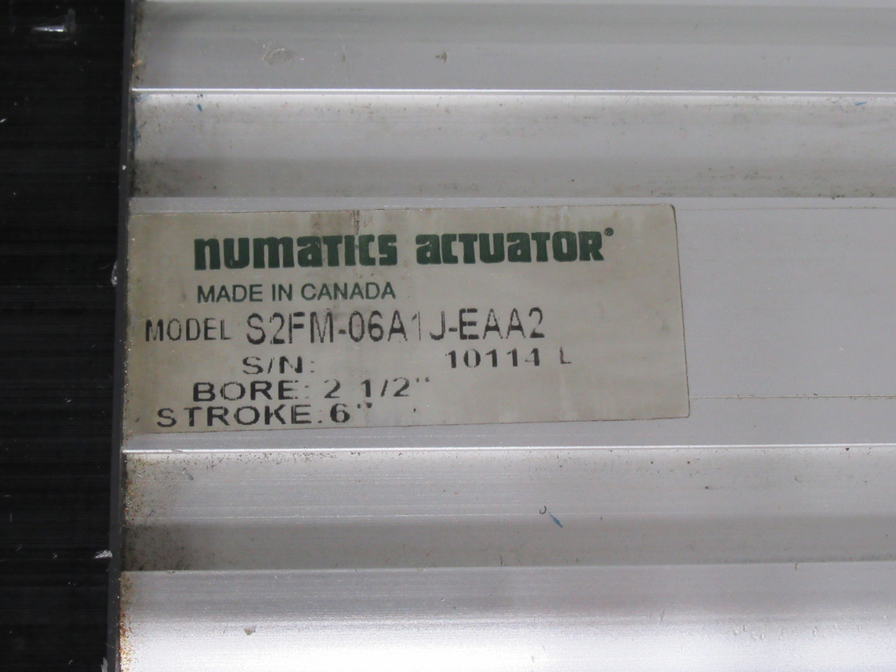 Numatics S2FM-06A1J-EAA2 Actuator Cylinder 2-1/2"Bore 6” Stroke USED