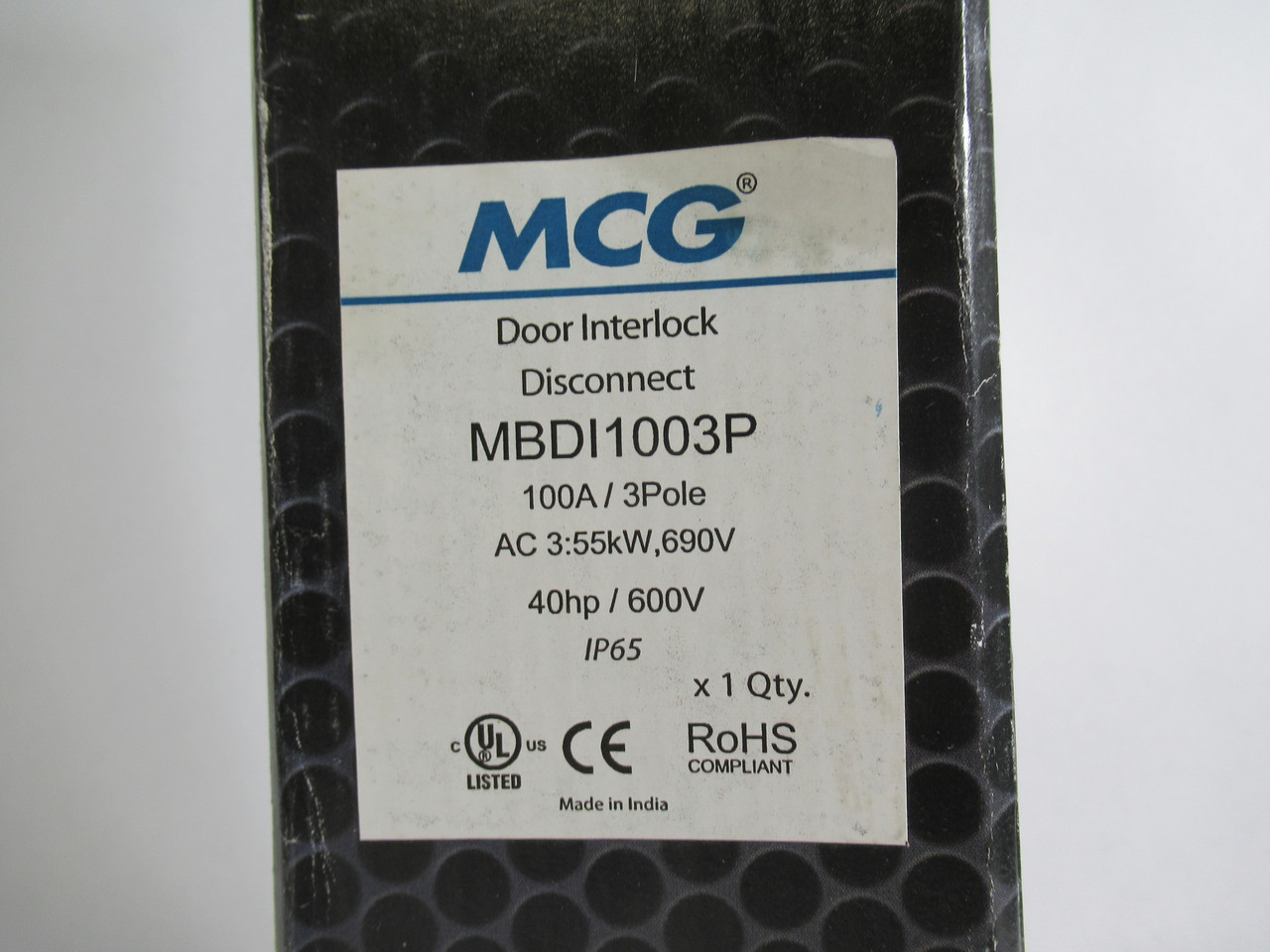 MCG MBDI1003P Door Interlock Disconnect Switch 100A 600V 40Hp 3-Pole ! NEW !