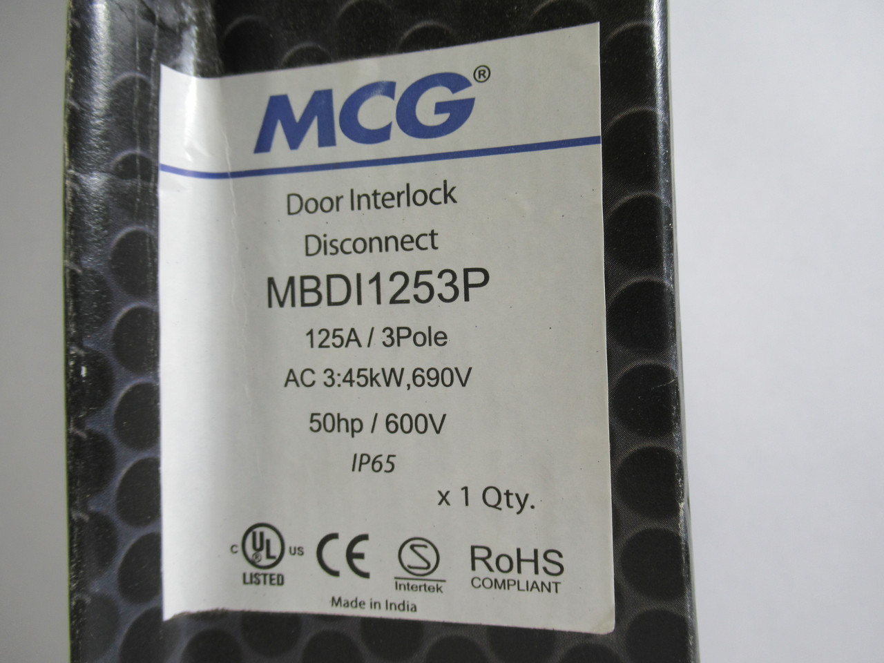 MCG MBDI1253P Door Interlock Disconnect Switch 125A 600V 50Hp 3-Pole ! NEW !