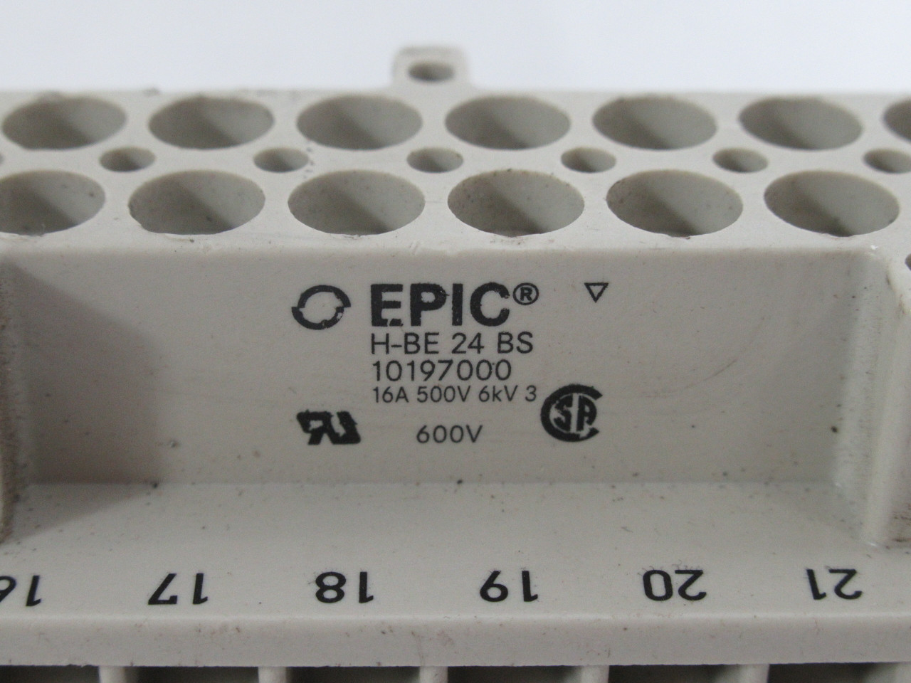 Epic 10197000 HBE-24BS 24 Position Socket w/Gold Socket 16A@500V 6kV USED